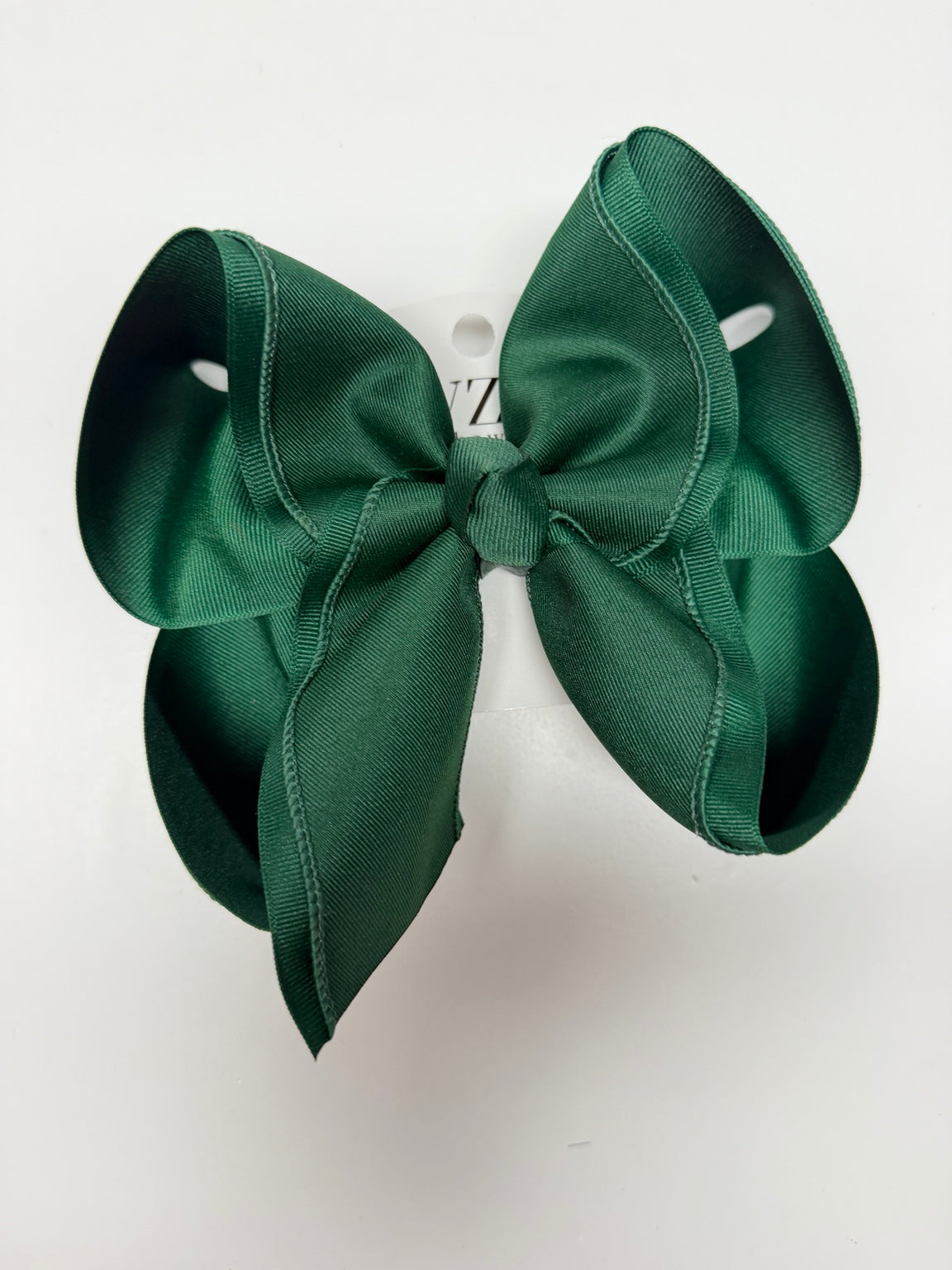 Forest green denim hair bow handmade by iBOWZ