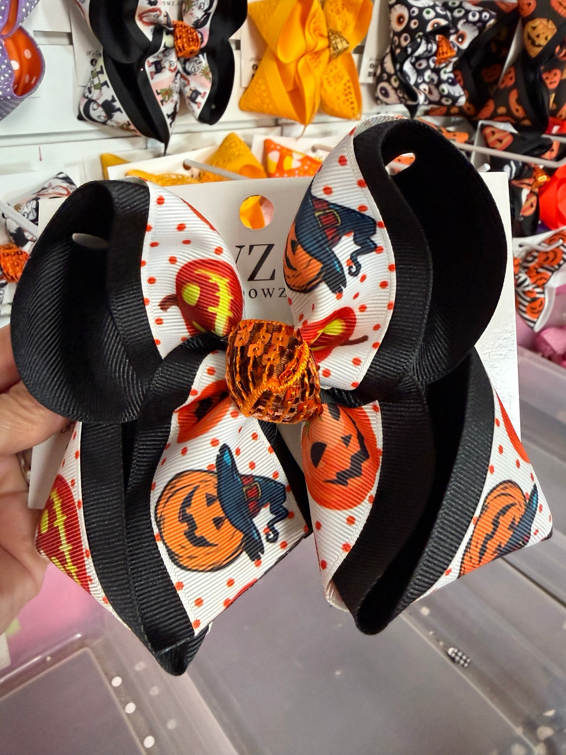 Halloween pumpkin Biggie 5 inch hair bow