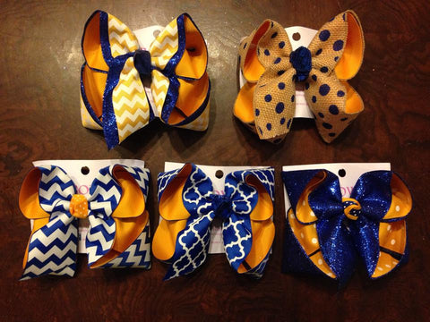 yellow gold and Royal school bows~ Live Oak school