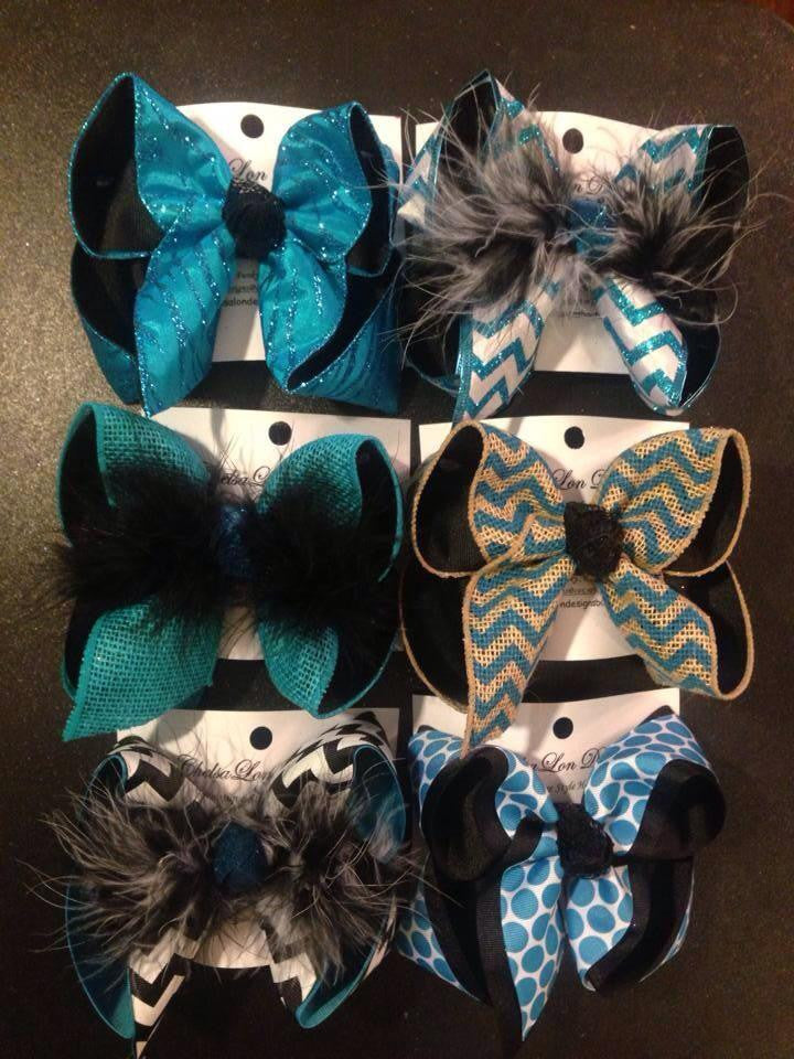 Sapphire and black school bows ~ Juban Parc school~ BLUE AND BLACK hairbows