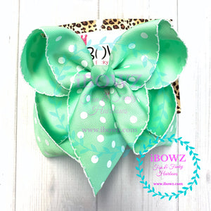 Sparkle Thursday ~ New Mint Green polka dot Moon-Stitch Fun bow  ~ iBOWZ Fun & Funky Hairbows
