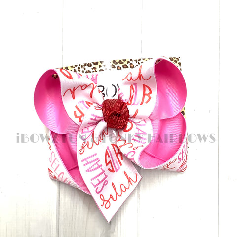 Valentines day Personalized Name Hairbow ~  Perfect for Valentines Day ~iBOWZ