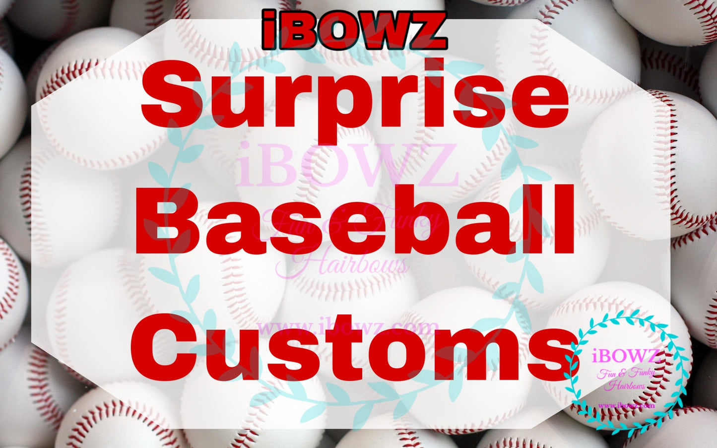 Surprise Baseball Custom  hair bow ~ ibowz fun & funky hairbows