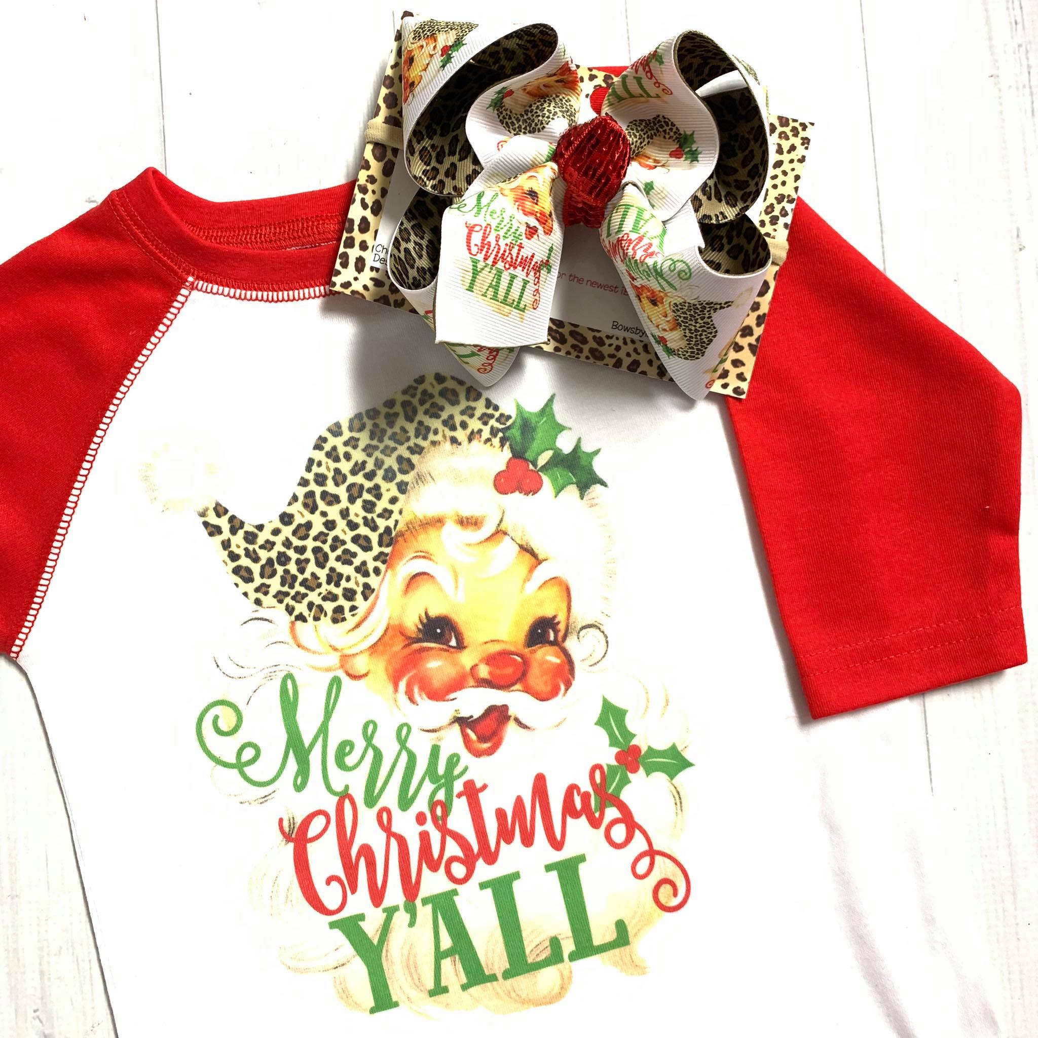 Vintage Santa Clause  Combo ~ Bow + Tee ~ One of a Kind Fun iBOWZ ~  Limited Time Only