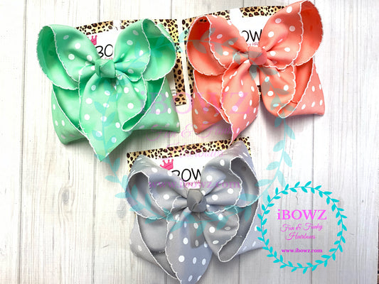 Sparkle Thursday ~ Bundle of New Spring Polka dot Moon-Stitch Fun bow  ~ iBOWZ Fun & Funky Hairbows