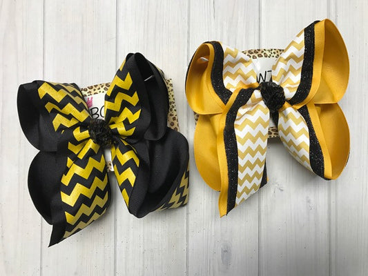 Yellow Gold and Black School & Sports Fun bows | Oak Grove School | Southern Miss Football | iBOWZ