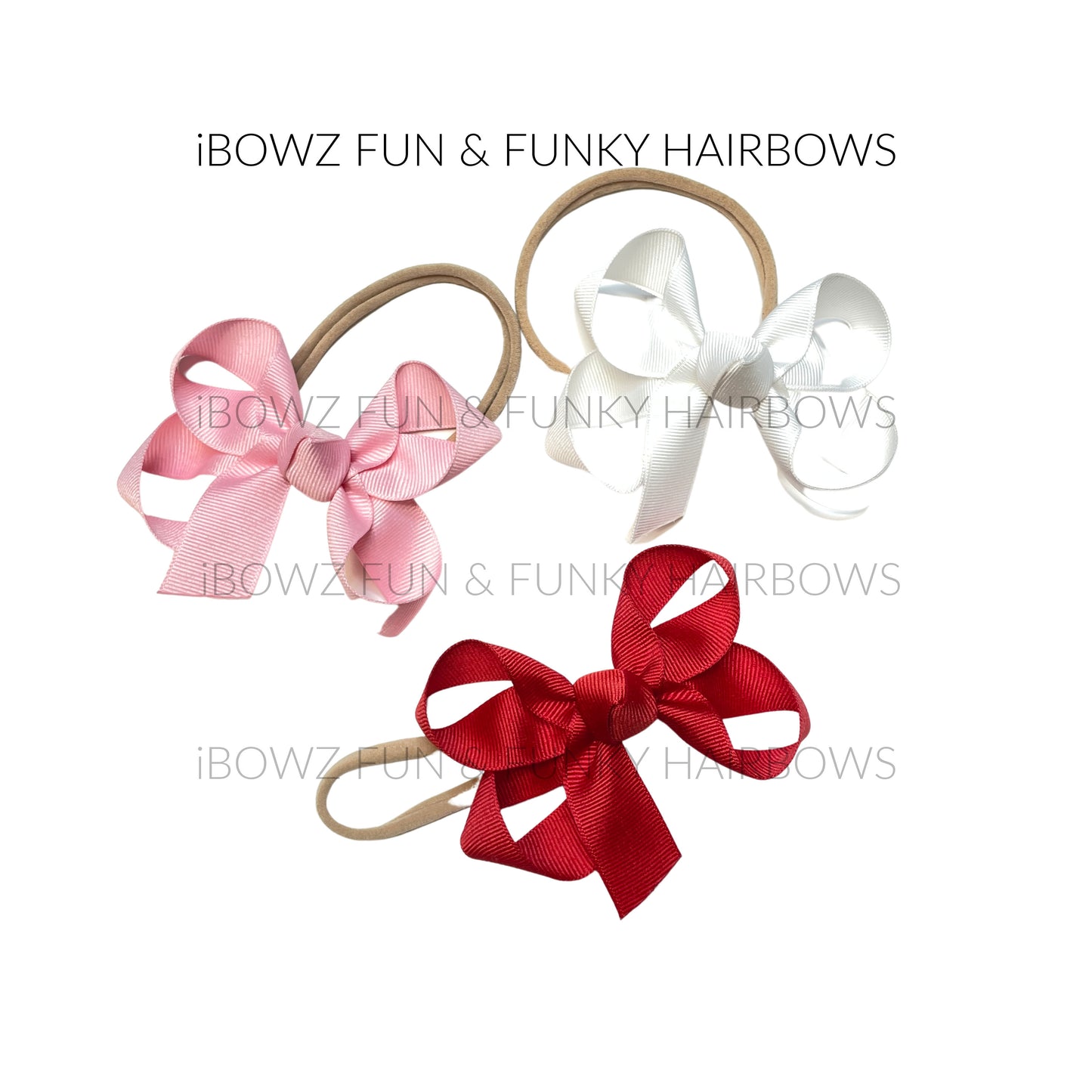 NewBorn Baby Bows ~ Infant bows ~ Nylon Headband bows by iBOWZ
