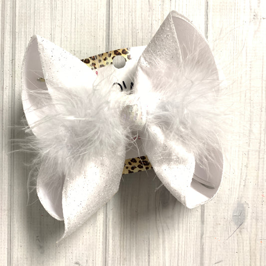 White Glitter Fun Bow ~ Hairbow by iBOWZ