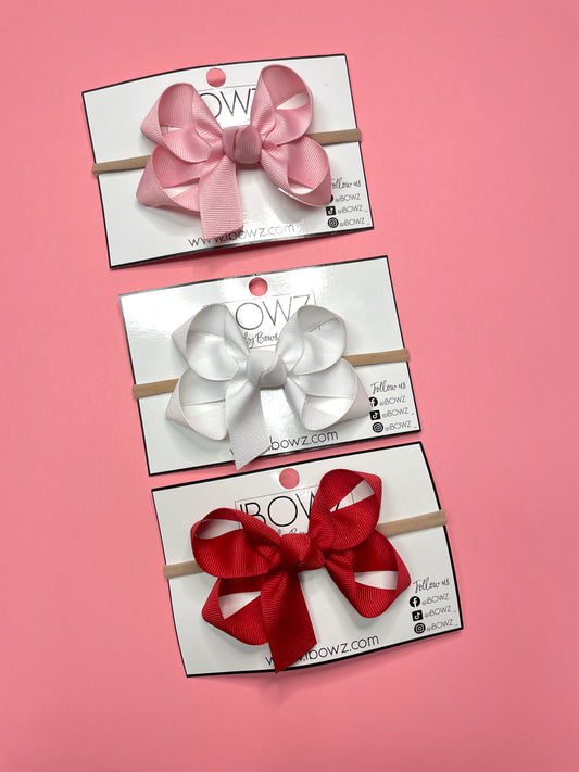 NewBorn Baby Bows ~ Infant bows ~ Nylon Headband bows by iBOWZ