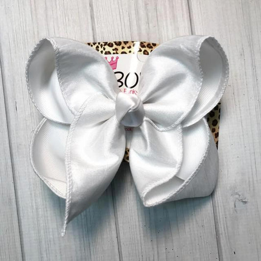 White Silk Dressy Fall iBOWZ | Hairbow | Baby bow | Big Mega Bow