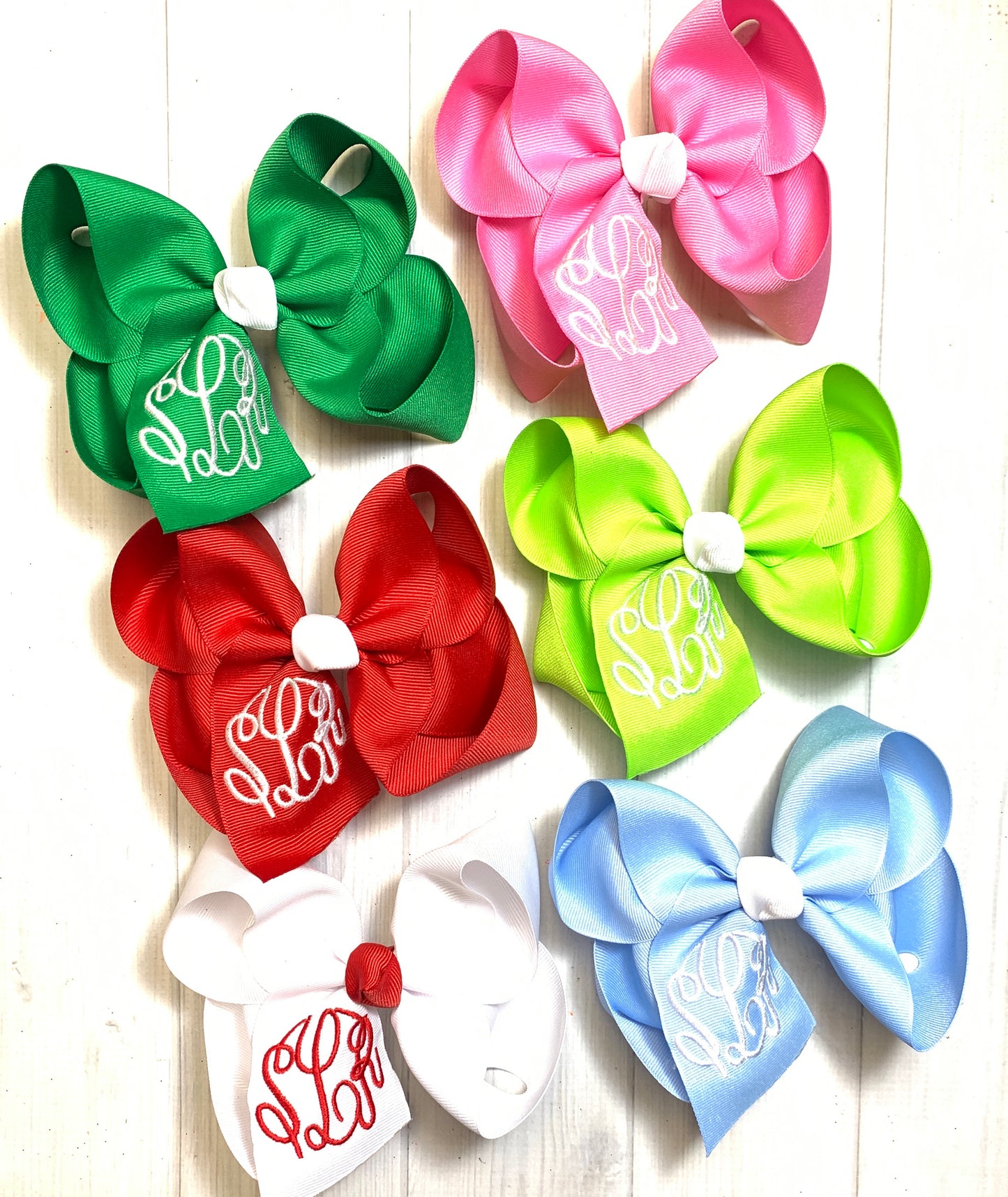 Christmas Monogram Triple Initial ~ Choose your bow color ~ by iBOWZ