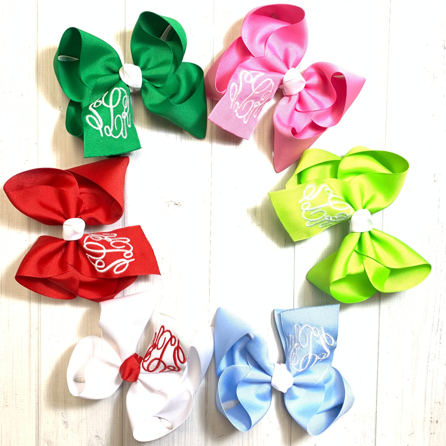 Christmas Monogram Triple Initial ~ Choose your bow color ~ by iBOWZ