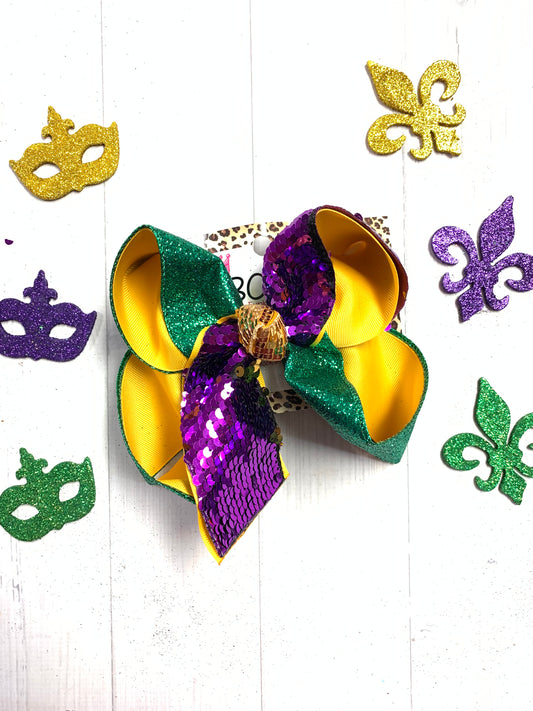 Mardi Gras Glitter and Flip Sequin | Mardi Gras Parade Fun hairbow iBOWZ Fun & Funky Hairbows