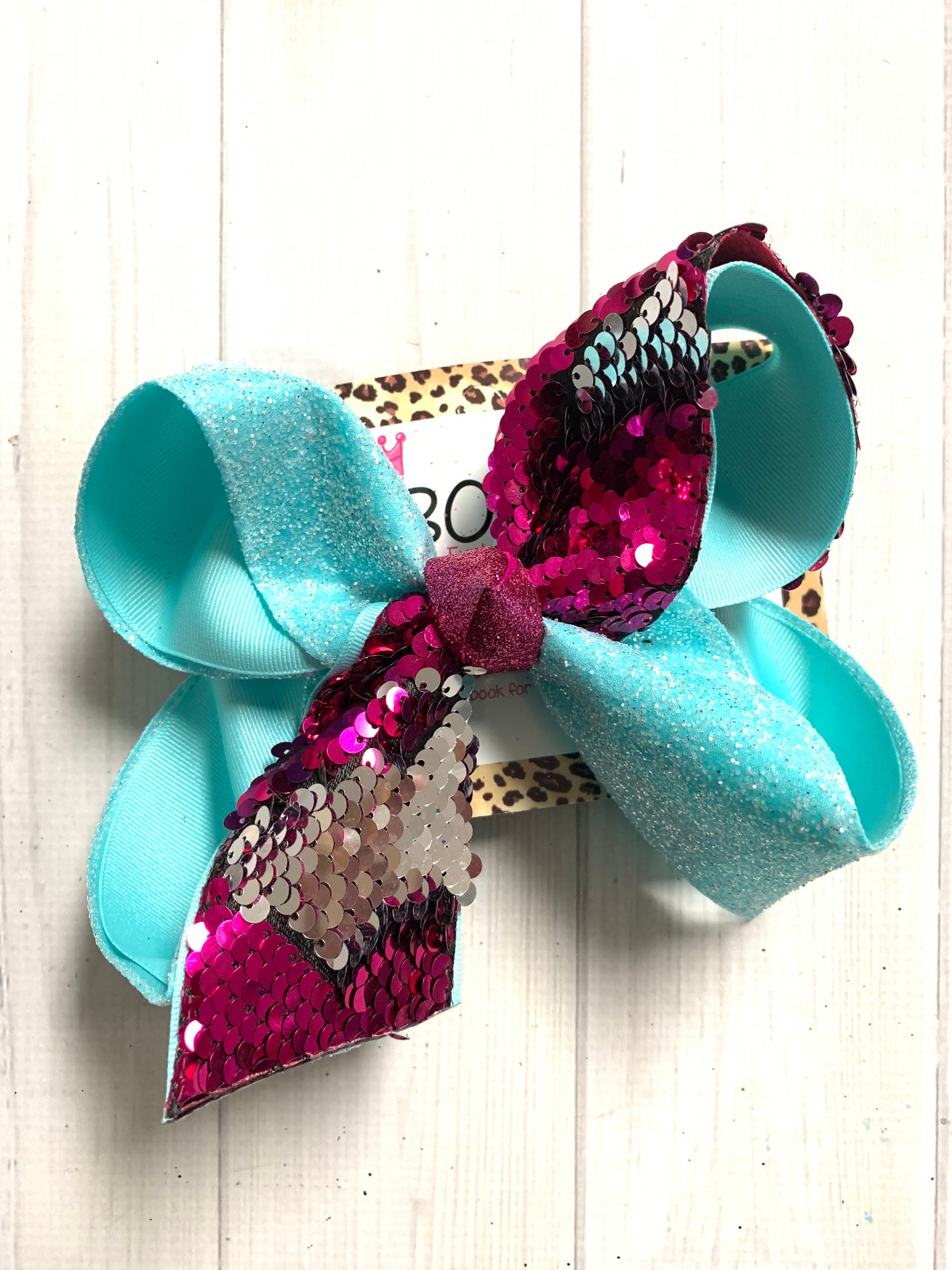 Shocking Pink Flip Sequin & Turquoise glitter Fun iBOWZ ~ Every Girls Wants One!