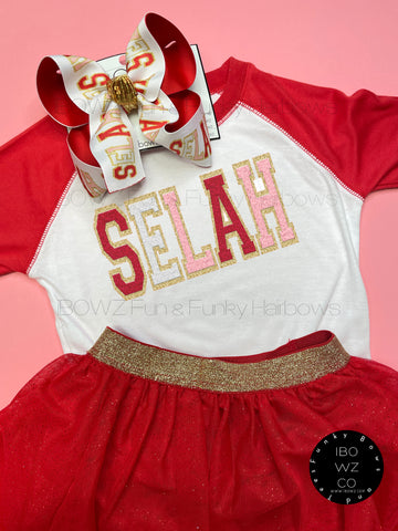 Valentines Day Faux Patch Name Combo ~ Shirt and Bow ~ Exclusive iBOWZ design