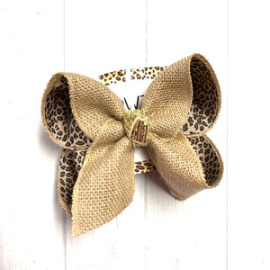 Tan Burlap layered on Leopard ~  Perfect for school & Fall