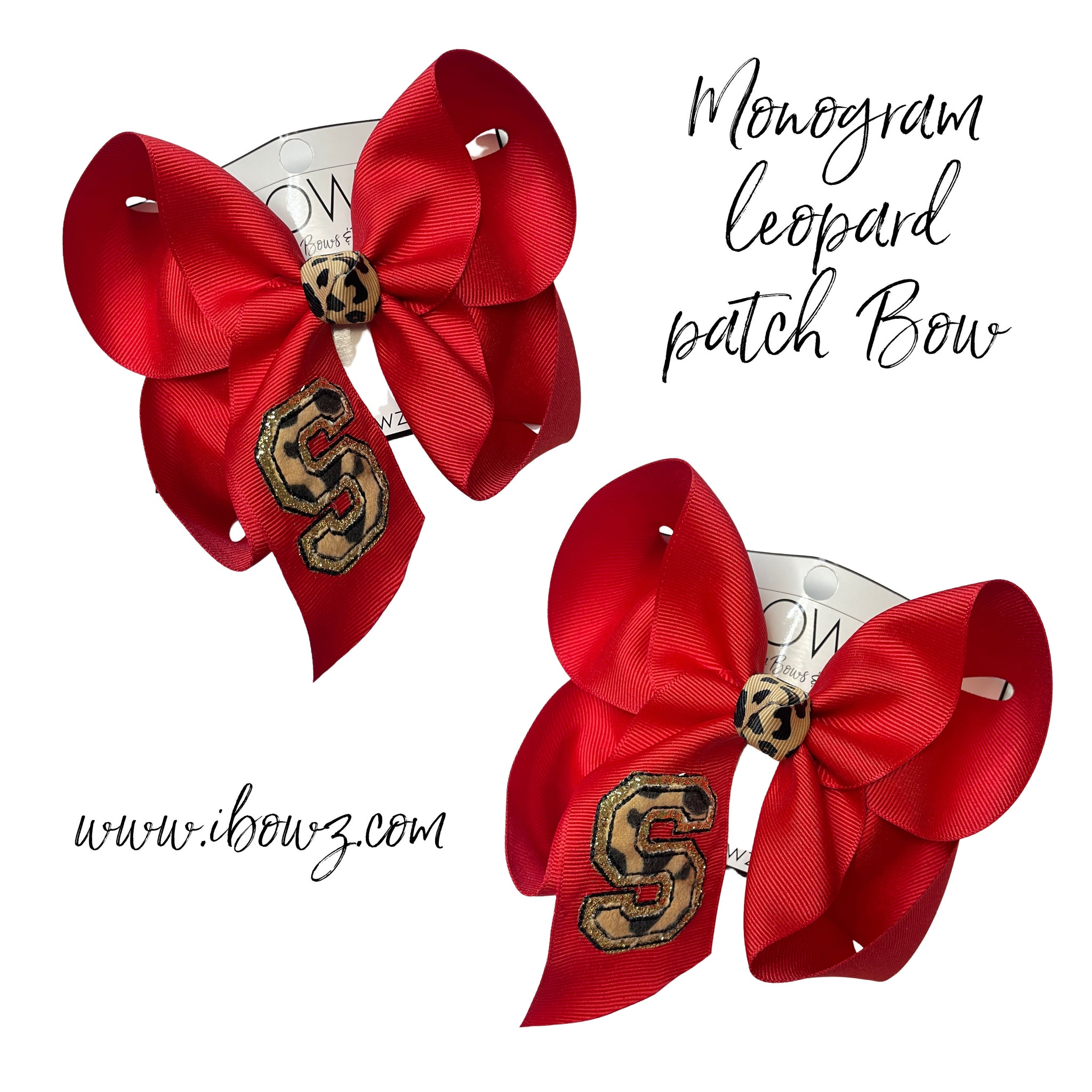 New Faux Patch Bow ~ Red & Leopard, what could be better? Perfect for Valentines day or Just everyday ~ Preorder Now~ by iBOWZ Fun & Funky Hairbows