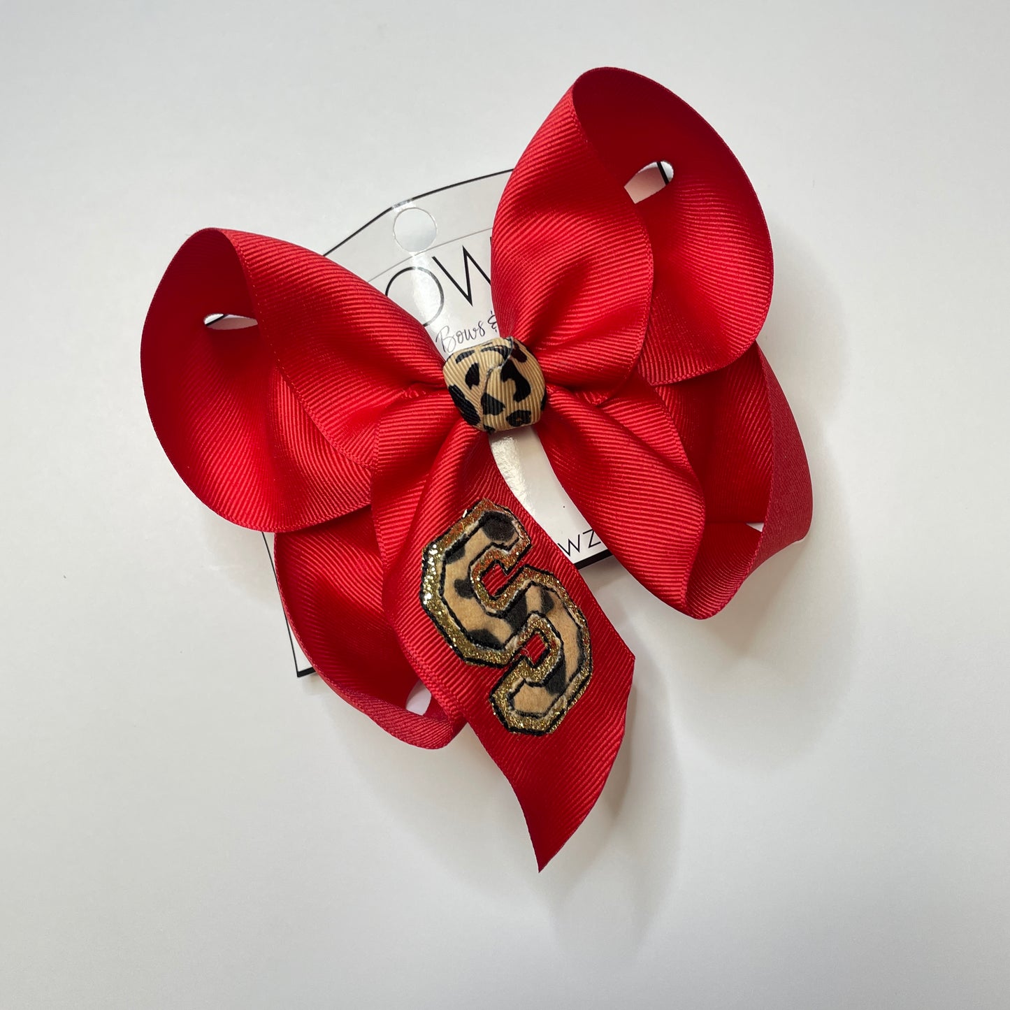 New Faux Patch Bow ~ Red & Leopard, what could be better? Perfect for Valentines day or Just everyday ~ Preorder Now~ by iBOWZ Fun & Funky Hairbows