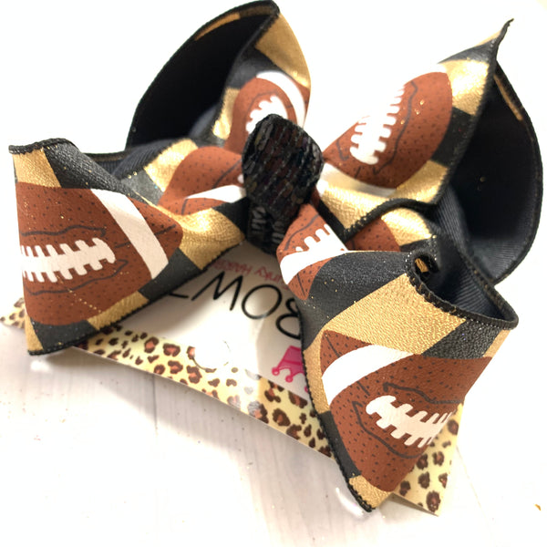 iBOWZ New Limited Release ~ BLACK & Gold ~ Football & Flip Seqins hair bow