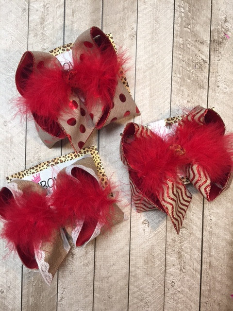 Valentine's day Fun ~ Lace and Red Glitter polka dots & Wave Print~ Be Mine