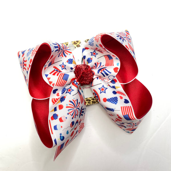 Fireworks RWB Fun bow design {Bow Only}  Limited Time Only ~ Perfect for all the RWB Holidays