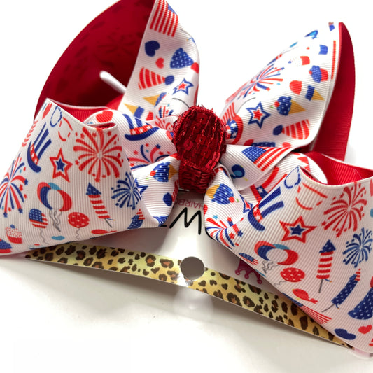 Fireworks RWB Fun bow design {Bow Only}  Limited Time Only ~ Perfect for all the RWB Holidays