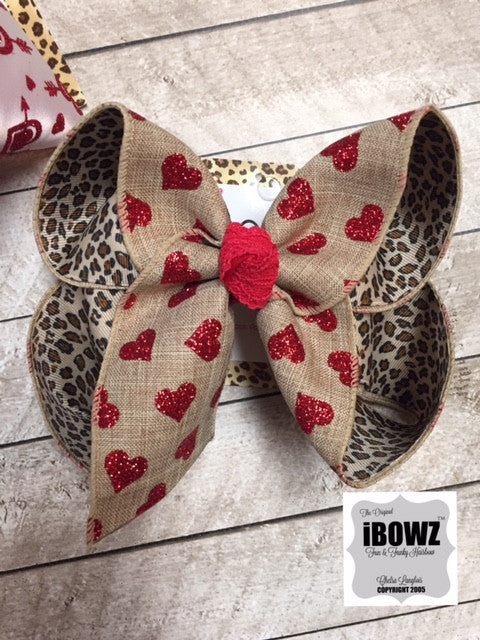 Valentine's Day Fun Bow | Valentine's Day Parties | Hearts & Love & Leopard