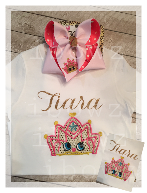 TIARA SHOPKINS ~ APPLIQUE HAIRBOW & MATCHING SHIRT