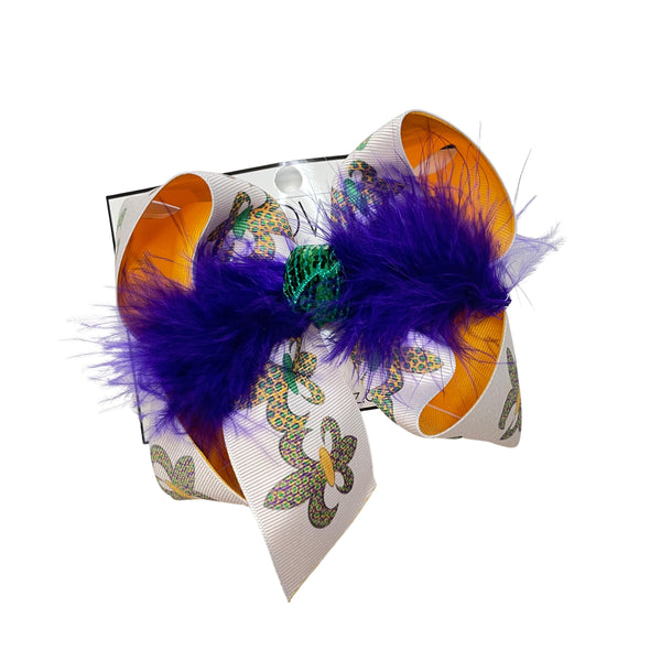 Mardi Gras Leopard Print Fleur De Lis  Mardi Gras Hairbow ~ Exclusive iBOWZ design {Bow Only} Mardi Gras day Collection