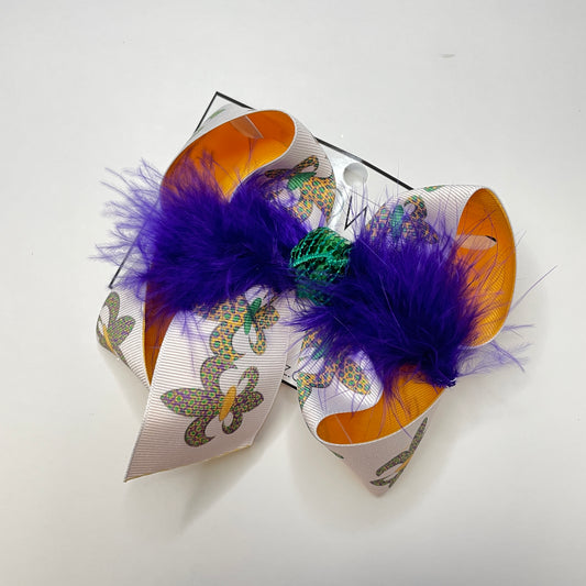 Mardi Gras Leopard Print Fleur De Lis  Mardi Gras Hairbow ~ Exclusive iBOWZ design {Bow Only} Mardi Gras day Collection