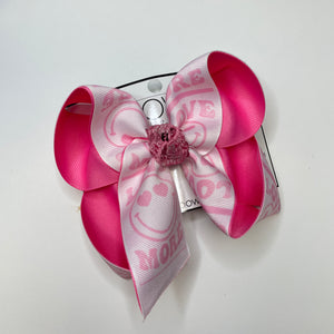 Valentines Day ~ Trendy Love More Smiley Face Hairbow ~ Exclusive iBOWZ design {Bow Only}  Valentines day Collection