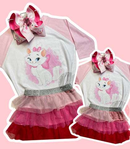 Marie the Cat ~ Aristocats Inspired ~ Matching Hairbow and T-shirt ~  Exclusive iBOWZ design