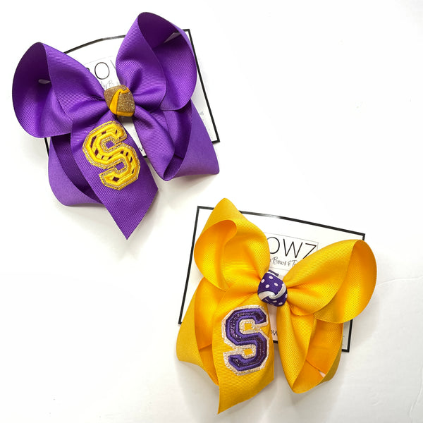 New LSU Glitter Varsity Letter Faux Patch Team or School Hairbows ~ by iBOWZ