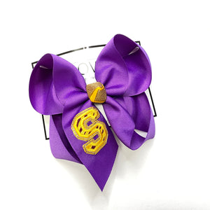New LSU Glitter Varsity Letter Faux Patch Team or School Hairbows ~ by iBOWZ