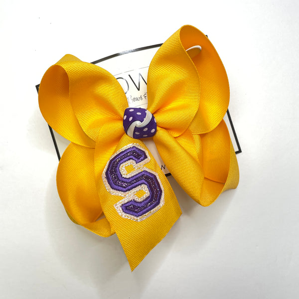 New LSU Glitter Varsity Letter Faux Patch Team or School Hairbows ~ by iBOWZ