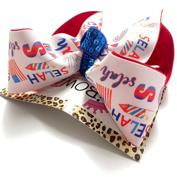 **Holiday Theme Personalized Name BOW  | New Name Bow Every Month | iBOWZ Fun & Funky hairbows