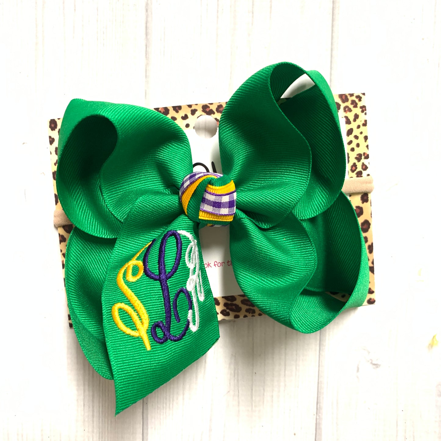 Monogram  Mardi Gras Fun bows ~ Choose your bow color ~ Triple Initial Monograms by iBOWZ