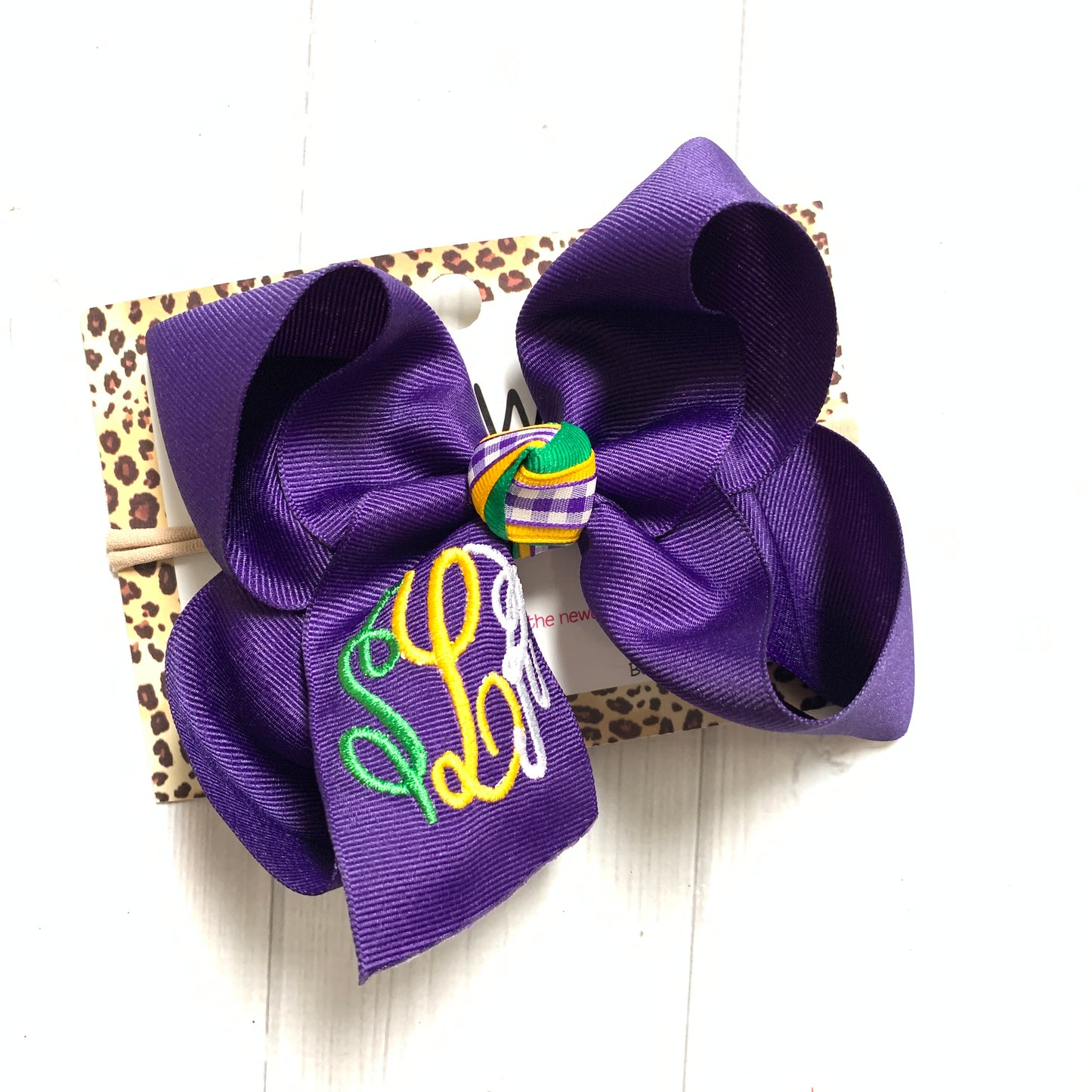 Monogram  Mardi Gras Fun bows ~ Choose your bow color ~ Triple Initial Monograms by iBOWZ