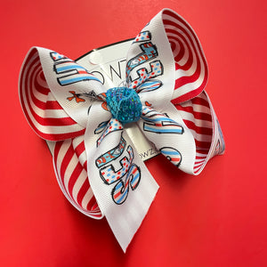{BOW ONLY}  Personalized  Name Bow in Dr. Seuss Print ~ Perfect for Dr. Seuss Bday March 1st aka National Read Week~ Exclusive iBOWZ design