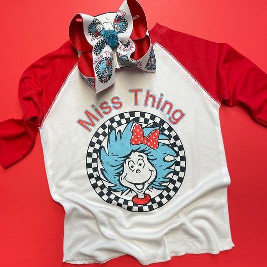 Dr Seuss Miss Thing Combo ~ Matching Hairbow and T-shirt ~  Dr. Seuss National Reading week  ~ Exclusive iBOWZ design