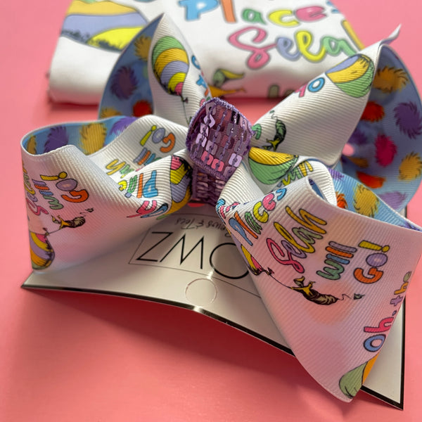 {BOW ONLY} Oh the Places Selah (your Childs name )will go! ~ Dr. Seuss  Personalized  Name Bow ~ Perfect for Dr. Seuss Bday March 1st aka National Read Week~ Exclusive iBOWZ design~
