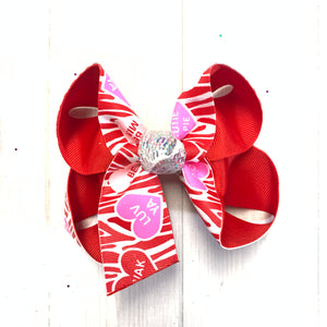 Valentines Day Fun Printed bows ~ Hairbows by iBOWZ- Limited Time- Red Conversation hearts