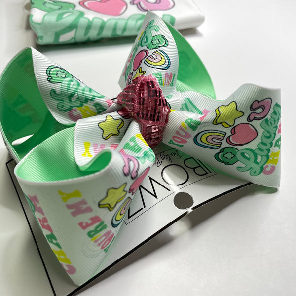 Your My Lucky Charm Tee and Matching Hairbow ~ Super Cute Patties Day Holiday outfit ~Graphic Tee & Boutique Style Hairbow ~ Exclusive iBOWZ design