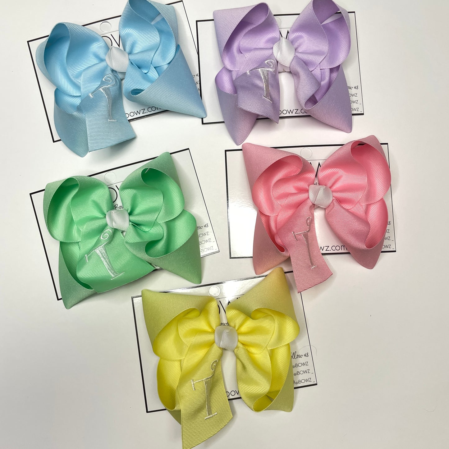 Spring Monogram Initial Hair bow ~ Choose your bow color  ~ Pastel Solid grosgrain hair bows