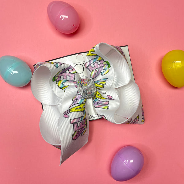 Easter Fun Personalized Name Tee Shirt + Matching bow ~Easter Fun Graphic Tee Shirt and Hair bow  ~ Exclusive iBOWZ design