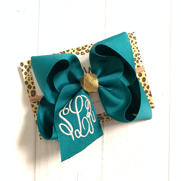 Jewel-tone Fall Monogram Triple Initial Monogram ~ Choose your bow color ~ by iBOWZ