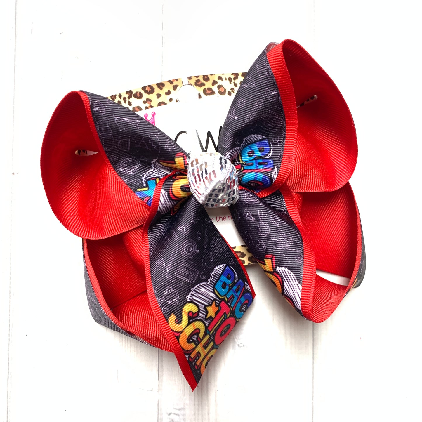 School Fun bows ~ Back 2 School Fun Print ~ Black chalk board fun bow ~ ibowz fun & funky hairbows