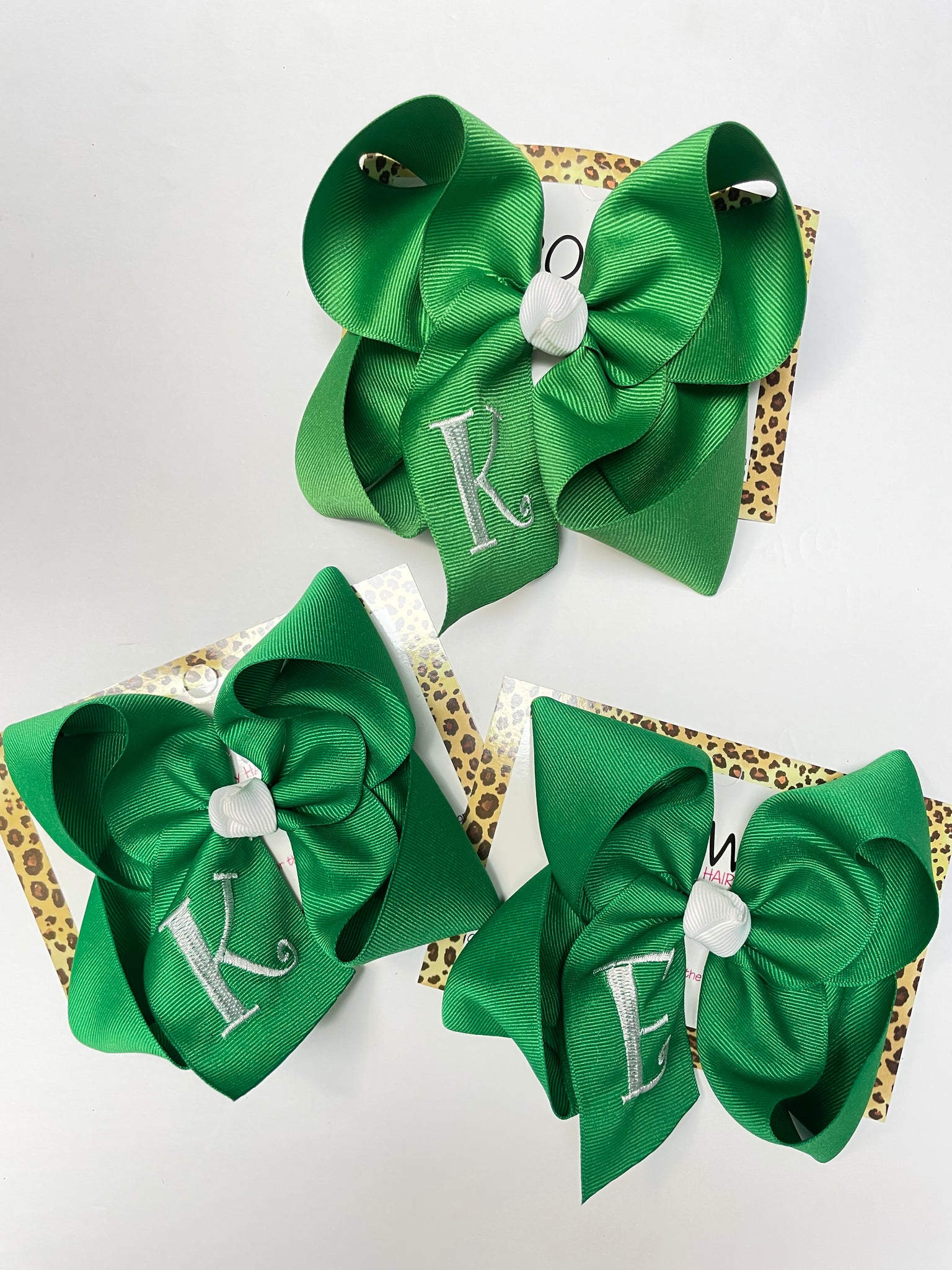 Emerald Green Monogram Initial Hairbow ~ Perfect for Saint Patricks day & Spring time ~ great for everyday wear ~ by iBOWZ Co