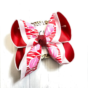 Valentines Day Kiss Lips & Zebra Fun Print Triple Layer   | Valentines day Fun Hairbow | Cupid ~ Love ~ February 14th hairbow