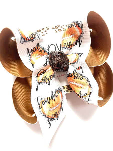 Touchdown Season ~ Football Bleached Tee & Matching OOAK Hairbow design {Bow & Tee Combo} Preorder for a  Limited Time Only